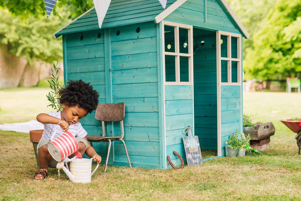 Plum® Garden Hut Wooden Playhouse [Teal]
