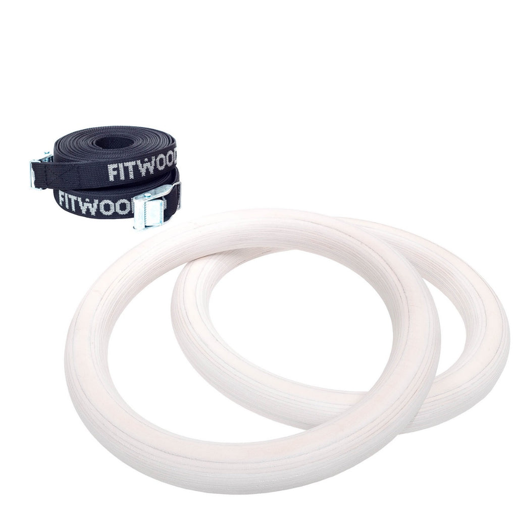 FitWood HJØRUND Gym Rings - Glazing White - Be Active Toys