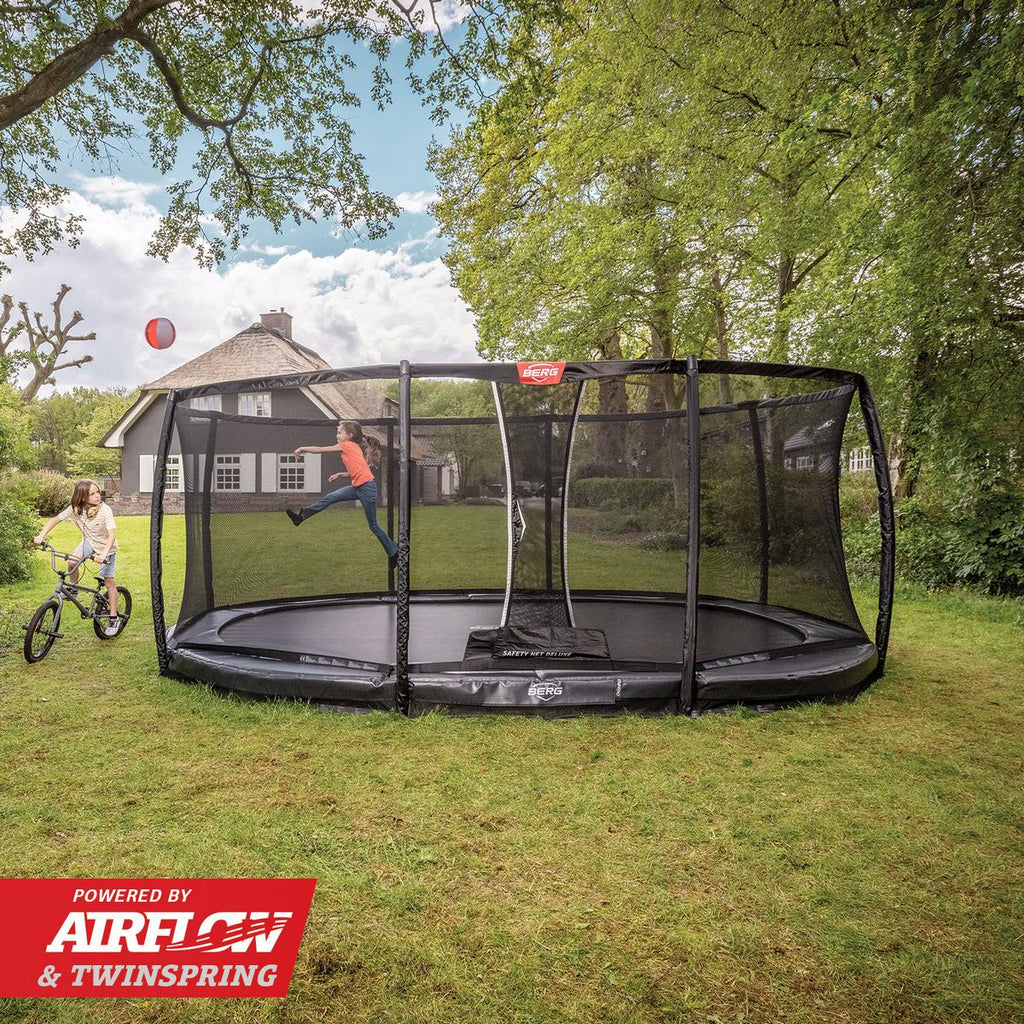 8.2ft x 11.5ft BERG Champion InGround Oval Trampoline + Safety Net - Be Active Toys
