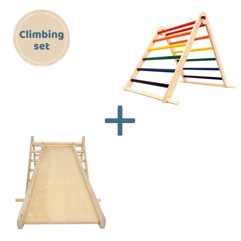 Triclimb Climbing Set – Triangle Rainbow & Miri Slide - Be Active Toys